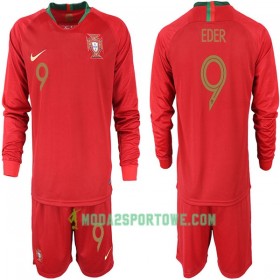 Koszulka Portugalia EDER 9 Dziecięcy Mistrzostwa Świata 2018 Domowe Stroje Piłkarskie Długi Rękaw